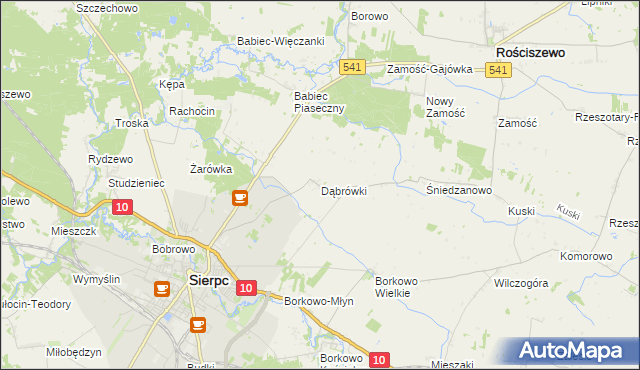 mapa Dąbrówki gmina Sierpc, Dąbrówki gmina Sierpc na mapie Targeo