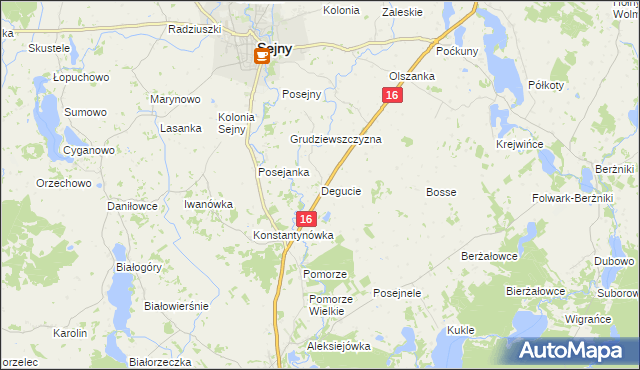 mapa Degucie gmina Sejny, Degucie gmina Sejny na mapie Targeo