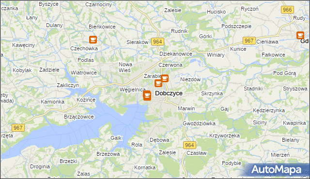 mapa Dobczyce, Dobczyce na mapie Targeo