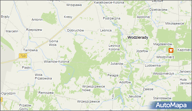 mapa Dobków gmina Wodzierady, Dobków gmina Wodzierady na mapie Targeo
