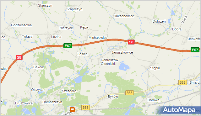 mapa Dobroszów Oleśnicki, Dobroszów Oleśnicki na mapie Targeo