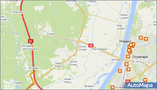 mapa Dolna Grupa, Dolna Grupa na mapie Targeo