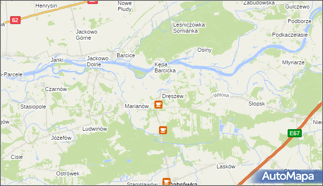 mapa Dręszew, Dręszew na mapie Targeo