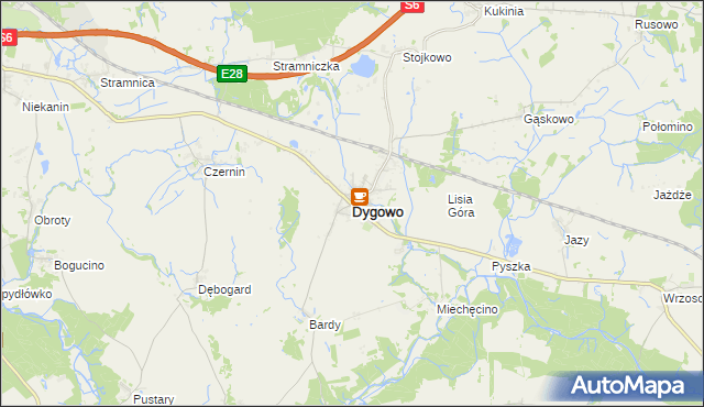 mapa Dygowo, Dygowo na mapie Targeo