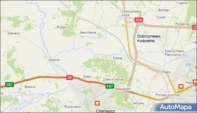 mapa Dzikie-Kolonia, Dzikie-Kolonia na mapie Targeo