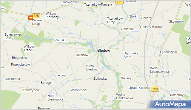 mapa Fabianów gmina Błędów, Fabianów gmina Błędów na mapie Targeo