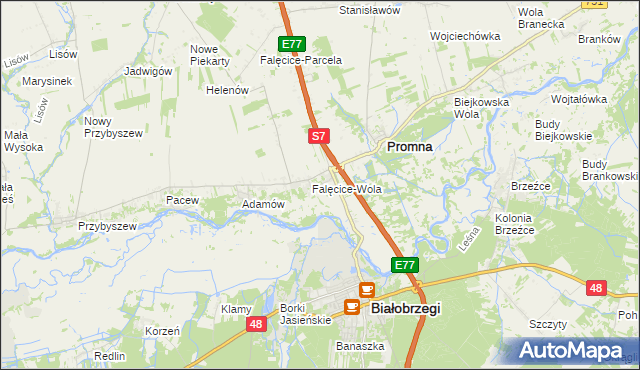 mapa Falęcice, Falęcice na mapie Targeo