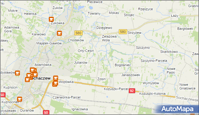 mapa Feliksów gmina Sochaczew, Feliksów gmina Sochaczew na mapie Targeo