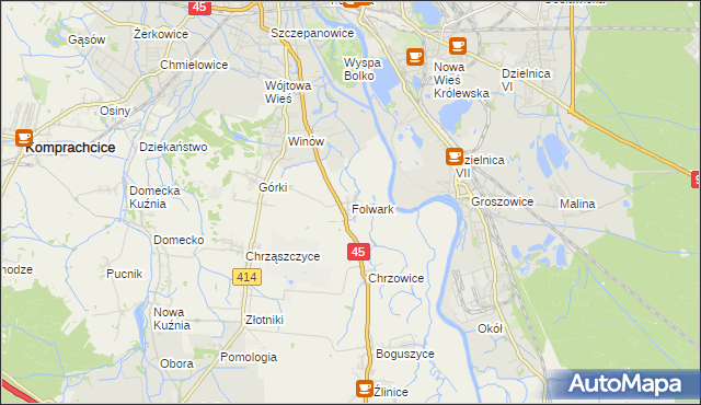 mapa Folwark gmina Prószków, Folwark gmina Prószków na mapie Targeo