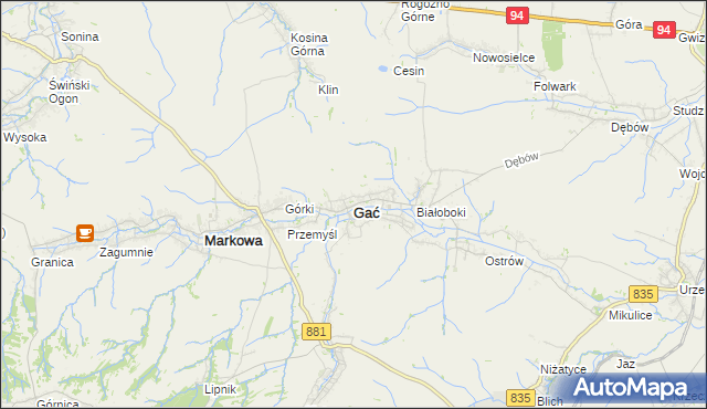 mapa Gać powiat przeworski, Gać powiat przeworski na mapie Targeo