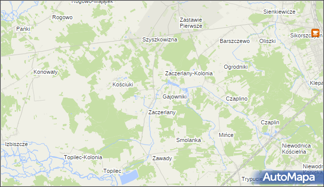 mapa Gajowniki, Gajowniki na mapie Targeo