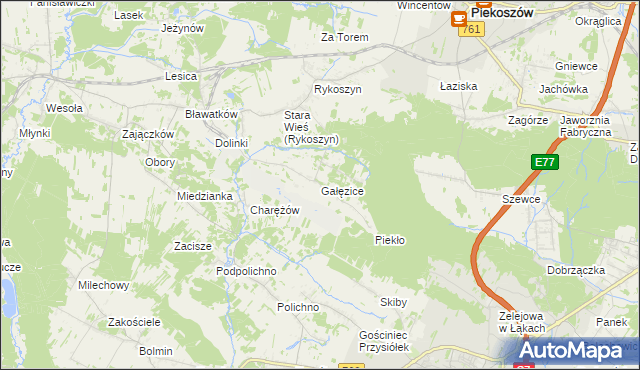 mapa Gałęzice, Gałęzice na mapie Targeo