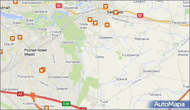 mapa Garby gmina Swarzędz, Garby gmina Swarzędz na mapie Targeo