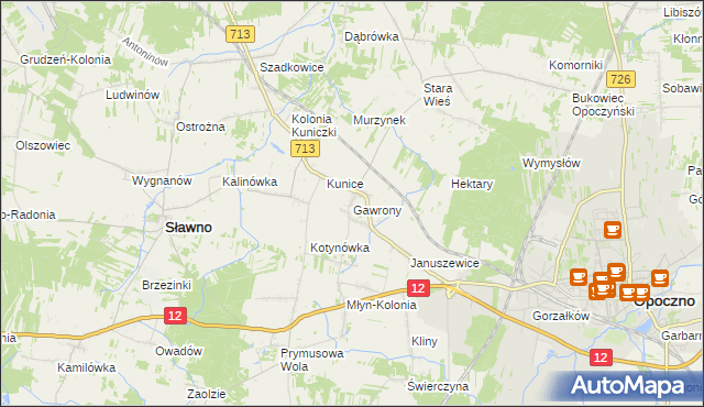 mapa Gawrony gmina Sławno, Gawrony gmina Sławno na mapie Targeo