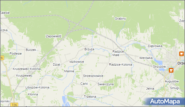 mapa Giełzów gmina Drzewica, Giełzów gmina Drzewica na mapie Targeo