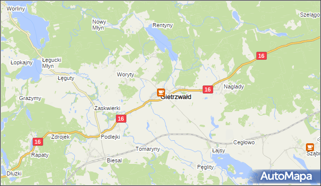 mapa Gietrzwałd, Gietrzwałd na mapie Targeo