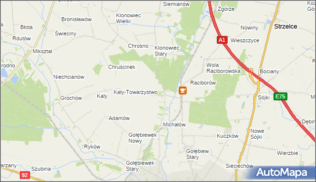 mapa Głogowiec gmina Kutno, Głogowiec gmina Kutno na mapie Targeo