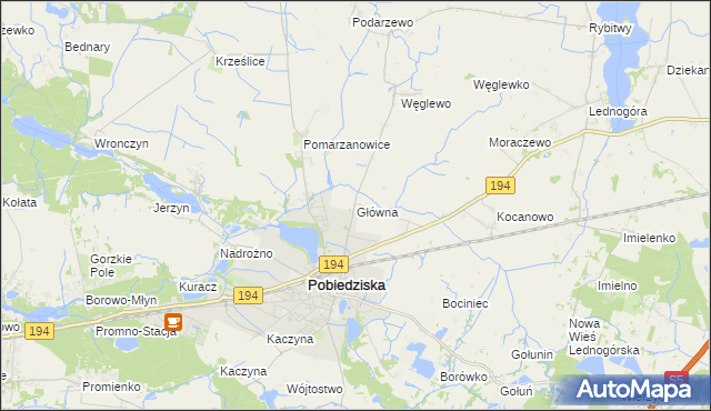 mapa Główna gmina Pobiedziska, Główna gmina Pobiedziska na mapie Targeo