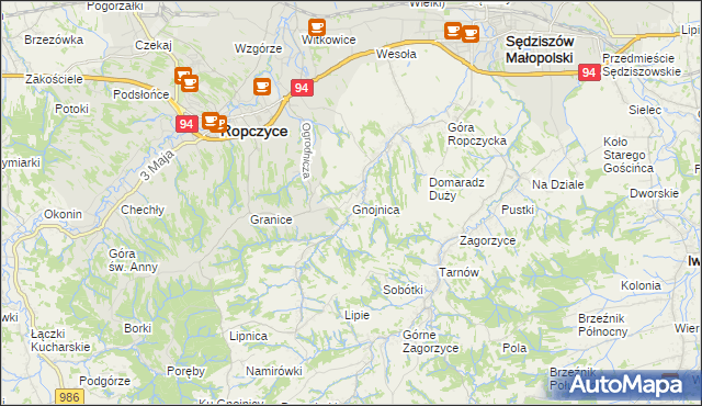 mapa Gnojnica, Gnojnica na mapie Targeo