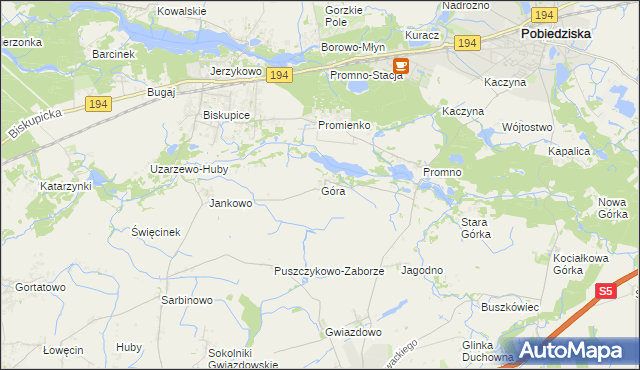mapa Góra gmina Pobiedziska, Góra gmina Pobiedziska na mapie Targeo