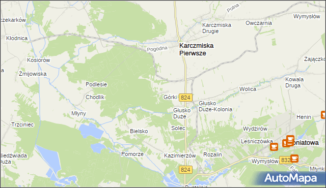 mapa Górki gmina Karczmiska, Górki gmina Karczmiska na mapie Targeo