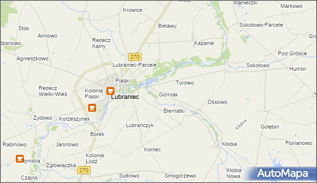 mapa Górniak gmina Lubraniec, Górniak gmina Lubraniec na mapie Targeo