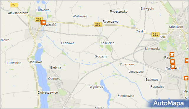mapa Gorzany, Gorzany na mapie Targeo