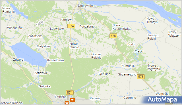 mapa Grabie Polskie, Grabie Polskie na mapie Targeo