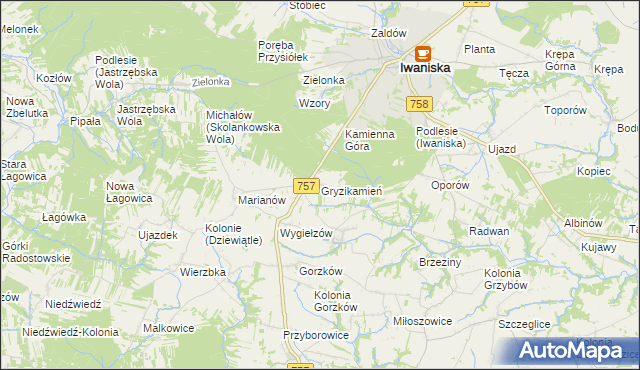 mapa Gryzikamień, Gryzikamień na mapie Targeo