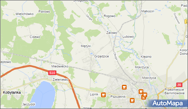 mapa Grzędzice, Grzędzice na mapie Targeo