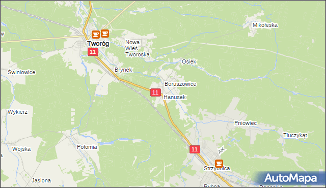 mapa Hanusek, Hanusek na mapie Targeo