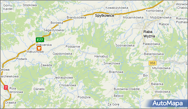 mapa Harkabuz, Harkabuz na mapie Targeo
