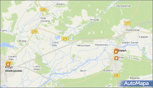 mapa Herburtowo, Herburtowo na mapie Targeo