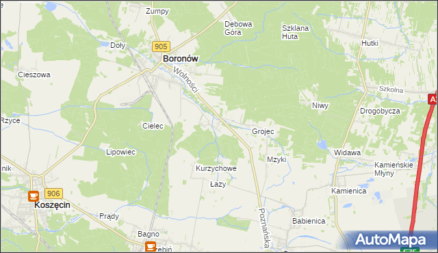 mapa Hucisko gmina Boronów, Hucisko gmina Boronów na mapie Targeo