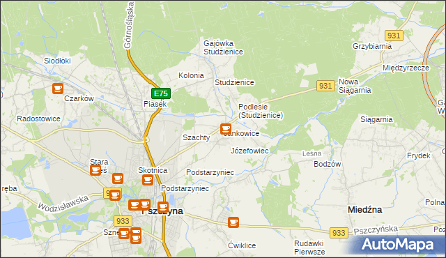 mapa Jankowice gmina Pszczyna, Jankowice gmina Pszczyna na mapie Targeo