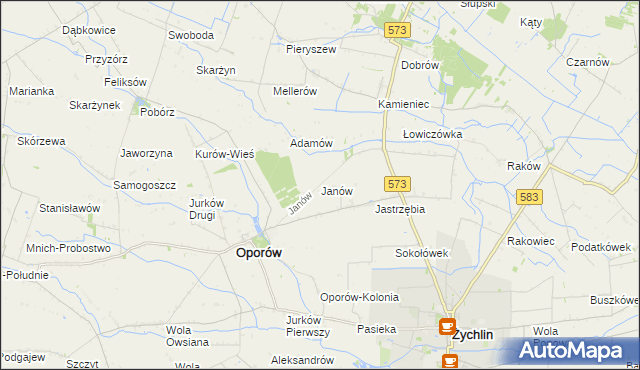mapa Janów gmina Oporów, Janów gmina Oporów na mapie Targeo