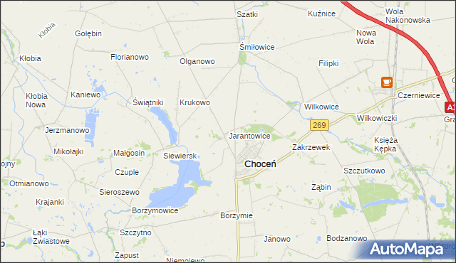 mapa Jarantowice gmina Choceń, Jarantowice gmina Choceń na mapie Targeo