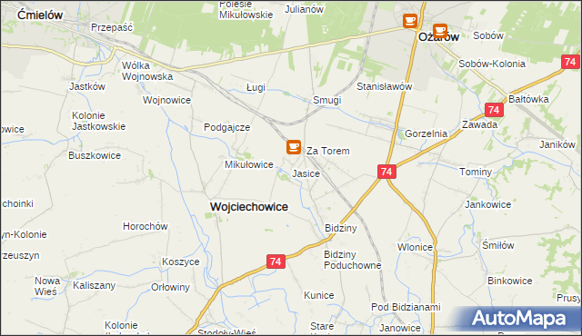 mapa Jasice, Jasice na mapie Targeo