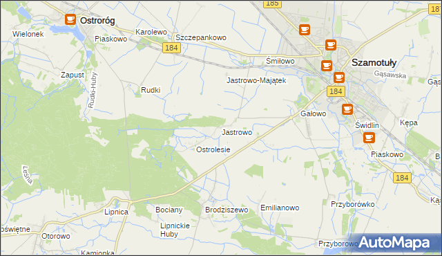 mapa Jastrowo, Jastrowo na mapie Targeo