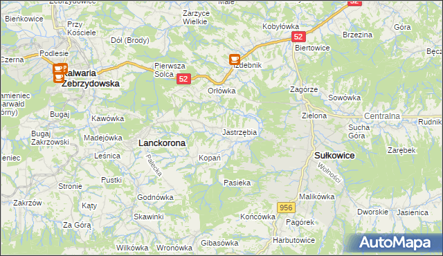 mapa Jastrzębia gmina Lanckorona, Jastrzębia gmina Lanckorona na mapie Targeo