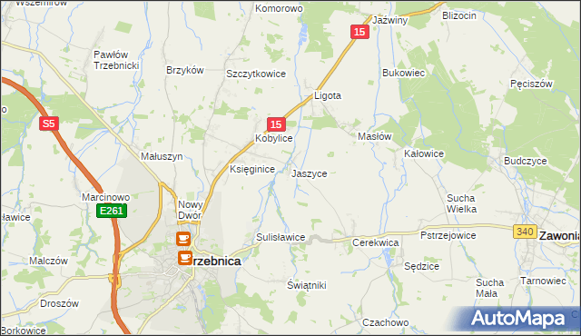mapa Jaszyce, Jaszyce na mapie Targeo