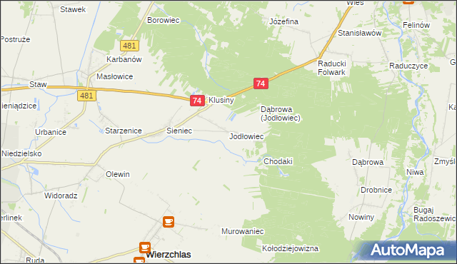 mapa Jodłowiec, Jodłowiec na mapie Targeo