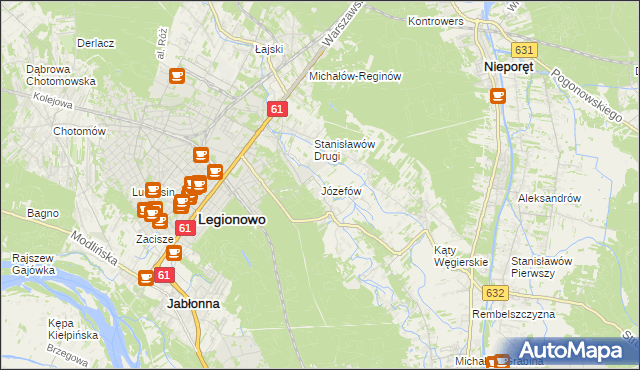 mapa Józefów gmina Nieporęt, Józefów gmina Nieporęt na mapie Targeo