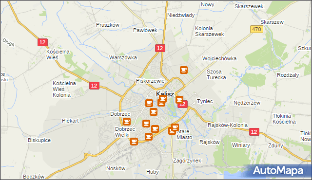 mapa Kalisza, Kalisz na mapie Targeo