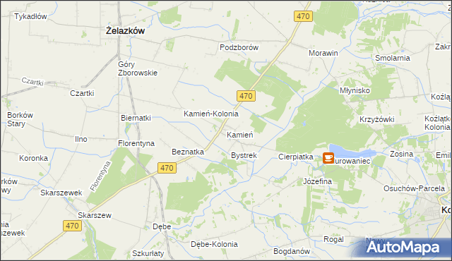 mapa Kamień gmina Ceków-Kolonia, Kamień gmina Ceków-Kolonia na mapie Targeo