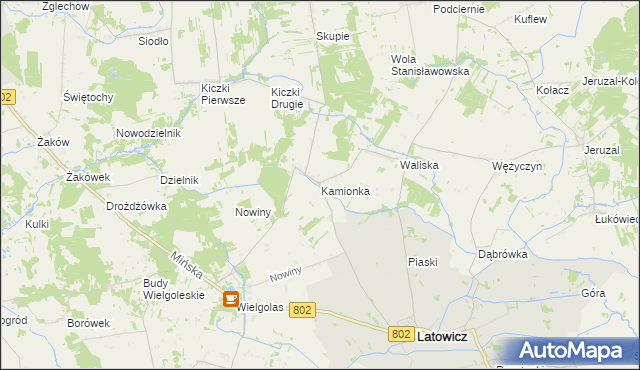 mapa Kamionka gmina Latowicz, Kamionka gmina Latowicz na mapie Targeo