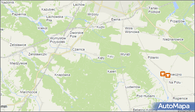 mapa Kąty gmina Włoszczowa, Kąty gmina Włoszczowa na mapie Targeo
