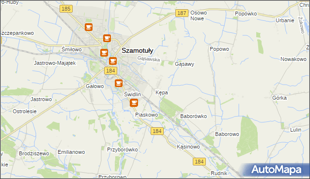 mapa Kępa gmina Szamotuły, Kępa gmina Szamotuły na mapie Targeo