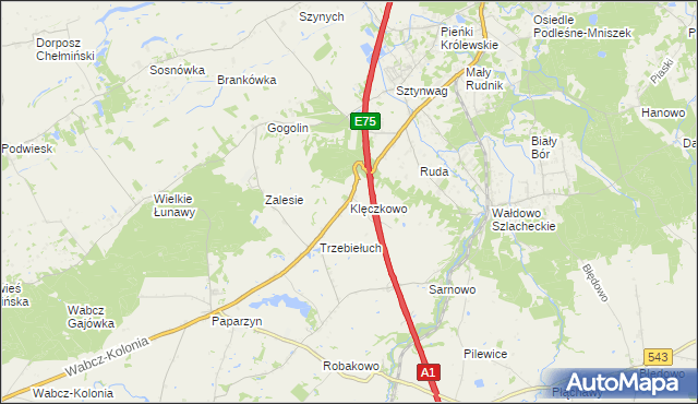 mapa Klęczkowo gmina Stolno, Klęczkowo gmina Stolno na mapie Targeo