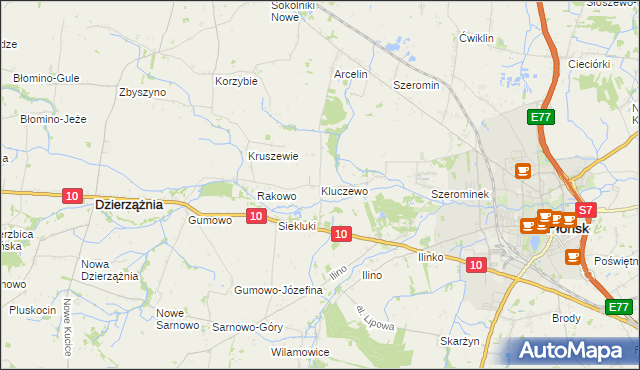 mapa Kluczewo gmina Płońsk, Kluczewo gmina Płońsk na mapie Targeo